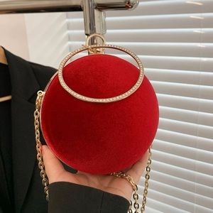 Mini Red Ring Handle Design Chain Circle Bag